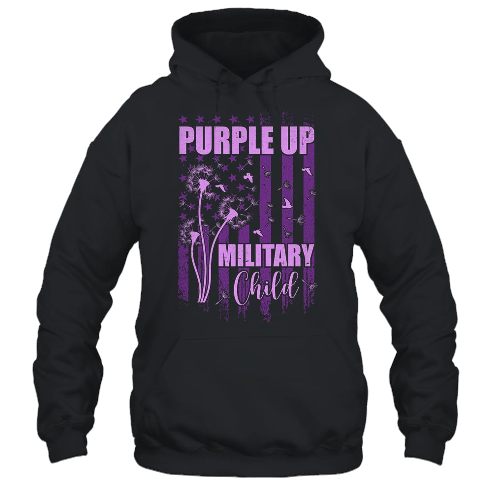 Purple Up For Military Child Month Dandelion Flag Shirt & Hoodie | siriusteestore
