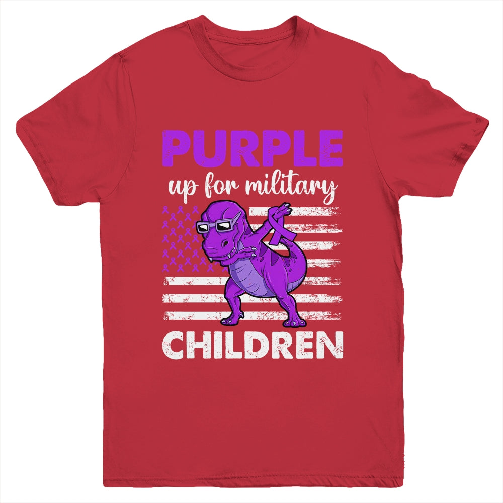 Purple Up For Military Kids Child Of The Military Dino Boys Youth Shirt | siriusteestore