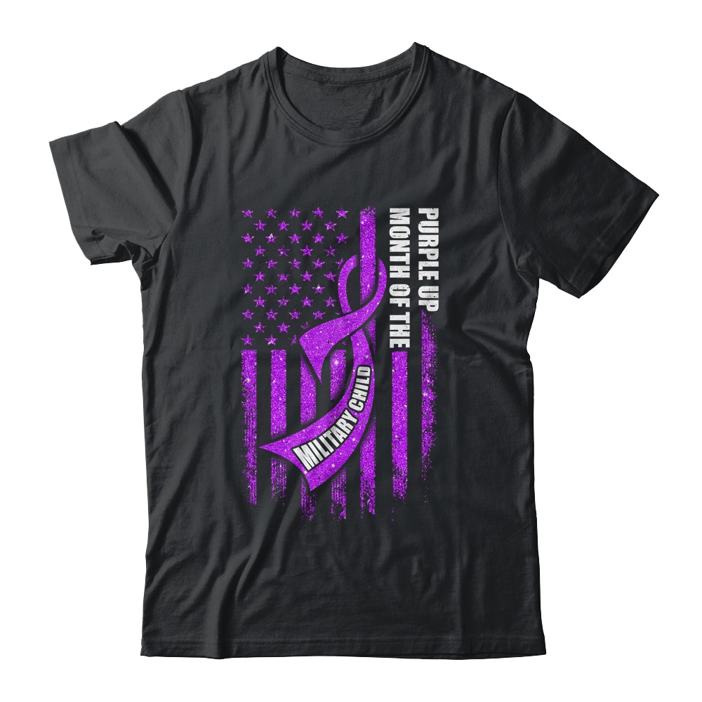 Purple Up Military Child Month American USA Flag Shirt & Hoodie | siriusteestore