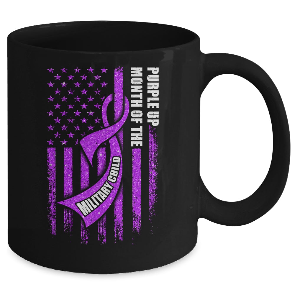 Purple Up Military Child Month American USA Flag Mug | siriusteestore