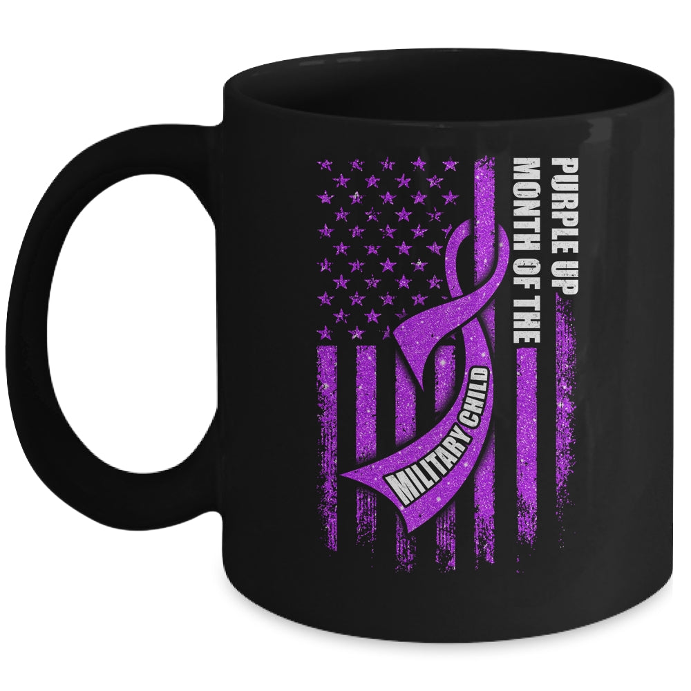 Purple Up Military Child Month American USA Flag Mug | siriusteestore