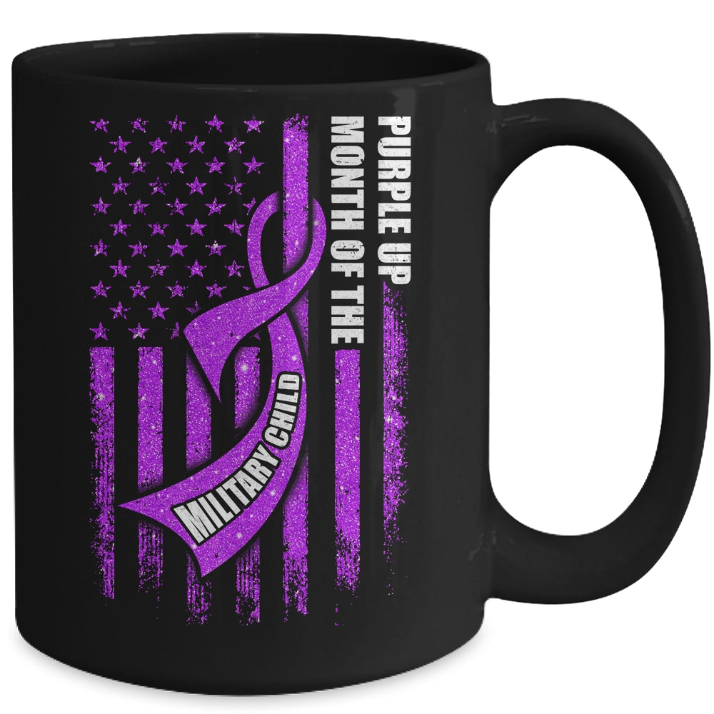 Purple Up Military Child Month American USA Flag Mug | siriusteestore