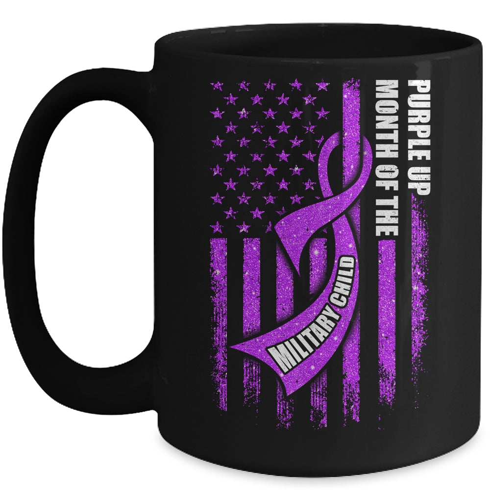 Purple Up Military Child Month American USA Flag Mug | siriusteestore