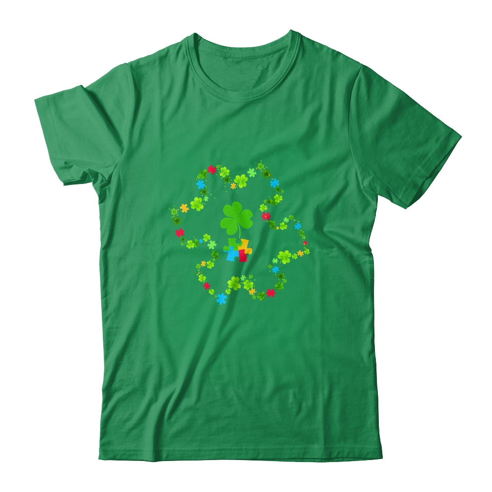 Puzzle Shamrocks Autism Awareness Happy St Patrick's Day Shirt & Hoodie | siriusteestore