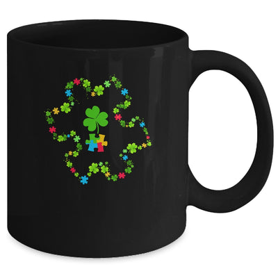 Puzzle Shamrocks Autism Awareness Happy St Patrick's Day Mug | siriusteestore
