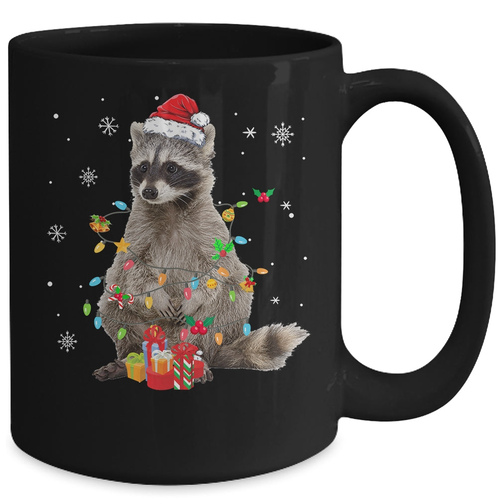 Raccoon Christmas Tree Lights Racoon Lover Xmas Mug | siriusteestore