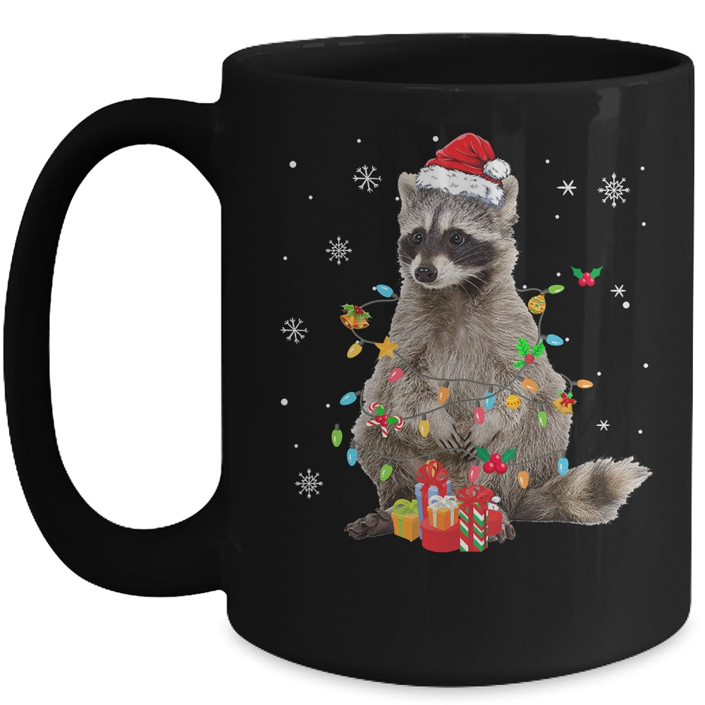 Raccoon Christmas Tree Lights Racoon Lover Xmas Mug | siriusteestore