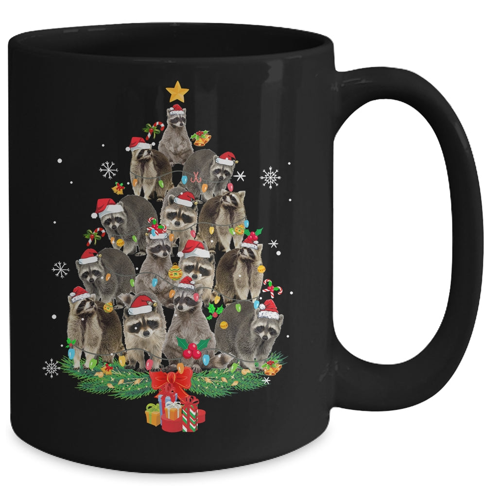 Raccoon Christmas Tree Lights Santa Racoon Lover Xmas Mug | siriusteestore