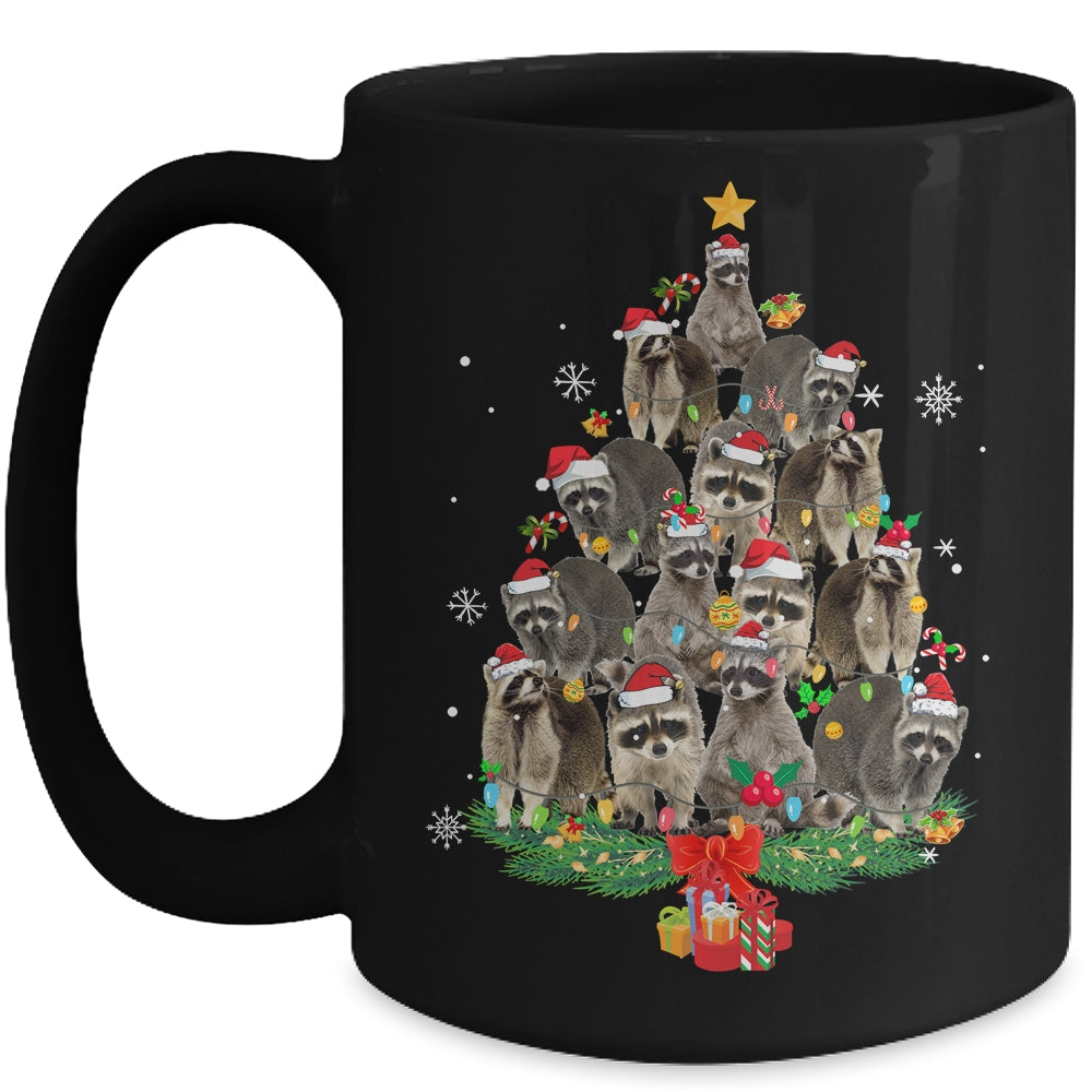 Raccoon Christmas Tree Lights Santa Racoon Lover Xmas Mug | siriusteestore