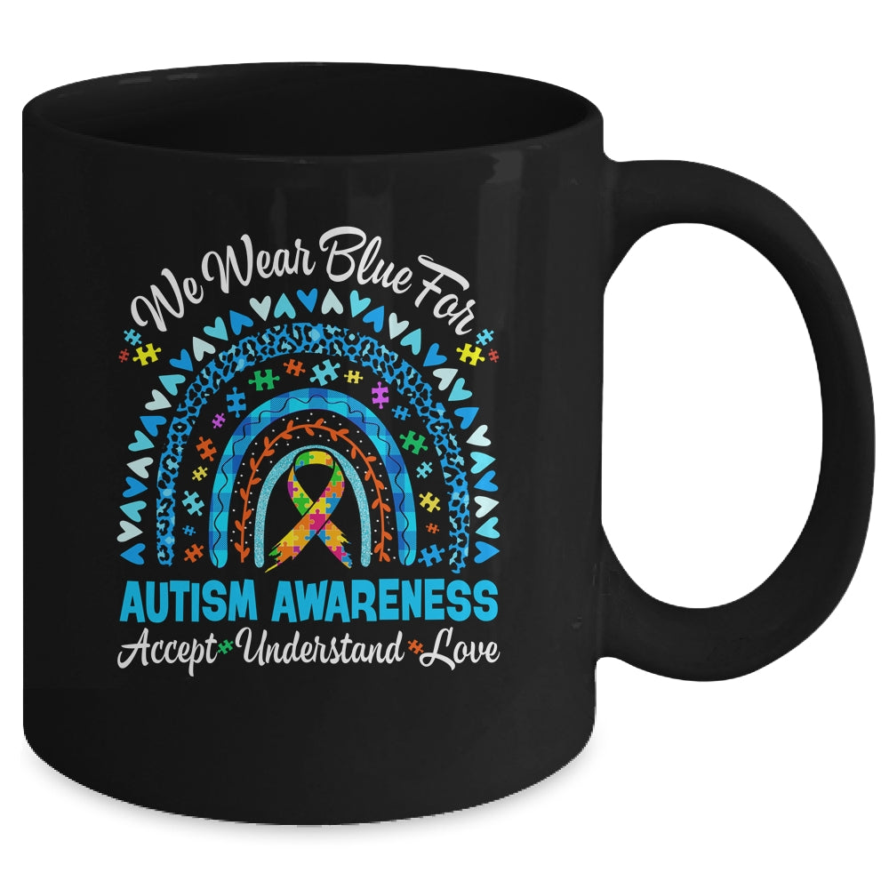 Rainbow Be Kind We Wear Blue For Autism Awareness Support Mug | siriusteestore