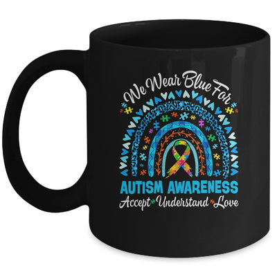 Rainbow Be Kind We Wear Blue For Autism Awareness Support Mug | siriusteestore