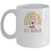 Rainbow Hello First 1st Grade Kids First Day Of School Mug | siriusteestore