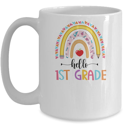 Rainbow Hello First 1st Grade Kids First Day Of School Mug | siriusteestore