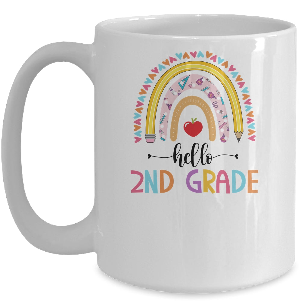 Rainbow Hello Second 2nd Grade Kids First Day Of School Mug | siriusteestore