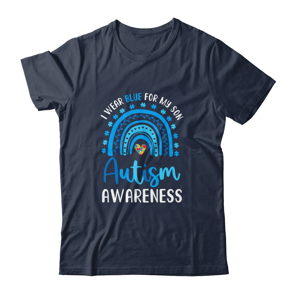 Rainbow I Wear Blue For My Son Autism Awareness Shirt & Hoodie | siriusteestore