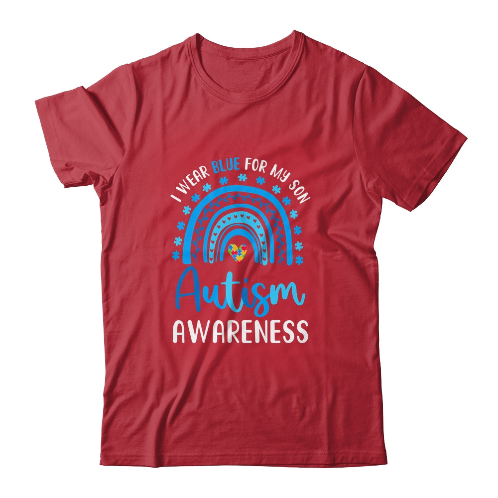 Rainbow I Wear Blue For My Son Autism Awareness Shirt & Hoodie | siriusteestore