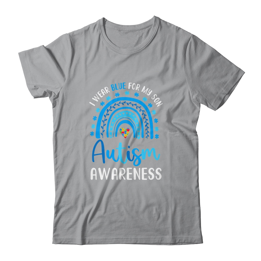 Rainbow I Wear Blue For My Son Autism Awareness Shirt & Hoodie | siriusteestore