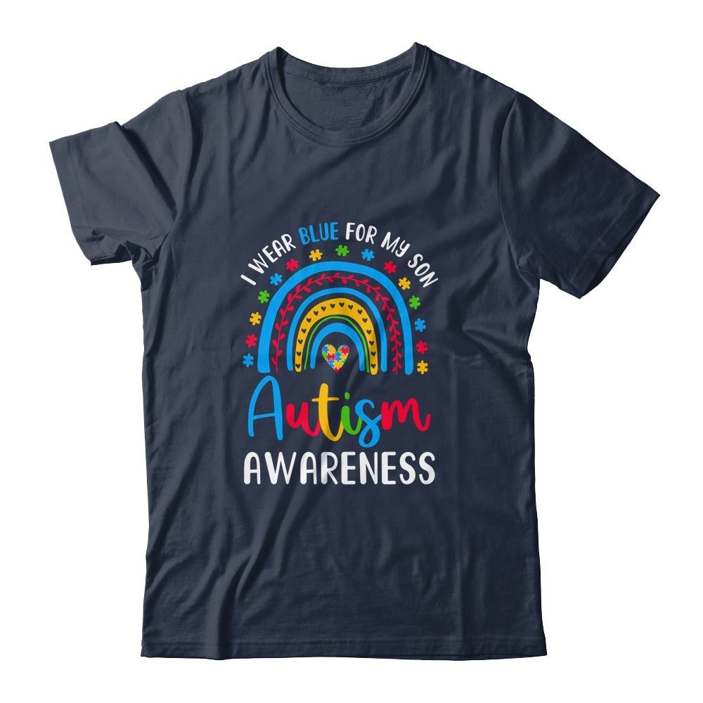 Rainbow I Wear Blue For My Son Autism Awareness Mom Dad Shirt & Hoodie | siriusteestore