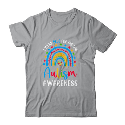 Rainbow I Wear Blue For My Son Autism Awareness Mom Dad Shirt & Hoodie | siriusteestore