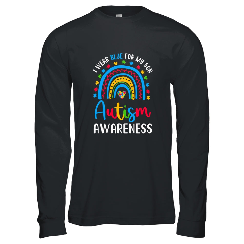 Rainbow I Wear Blue For My Son Autism Awareness Mom Dad Shirt & Hoodie | siriusteestore