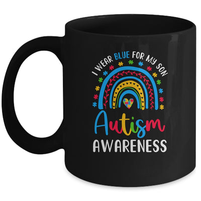 Rainbow I Wear Blue For My Son Autism Awareness Mom Dad Mug | siriusteestore