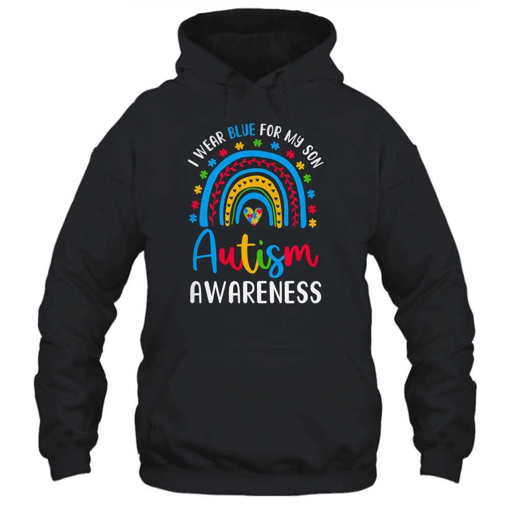 Rainbow I Wear Blue For My Son Autism Awareness Mom Dad Shirt & Hoodie | siriusteestore