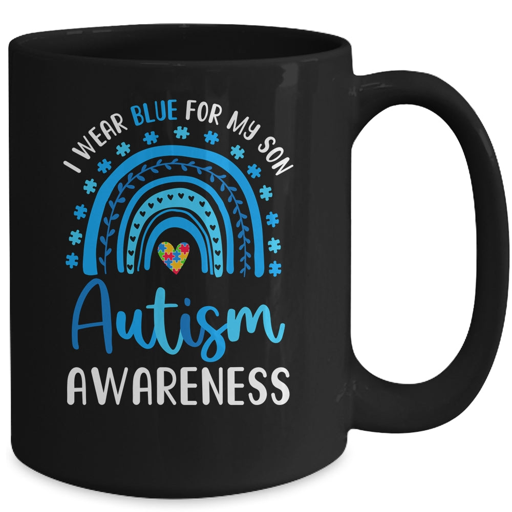 Rainbow I Wear Blue For My Son Autism Awareness Mug | siriusteestore