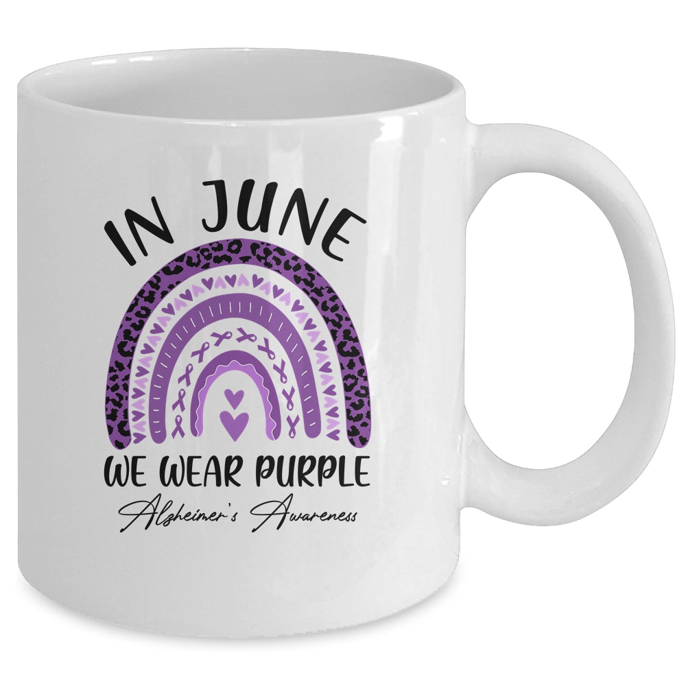 Rainbow In June We Wear Purple Alzheimers Awareness Support Mug | siriusteestore