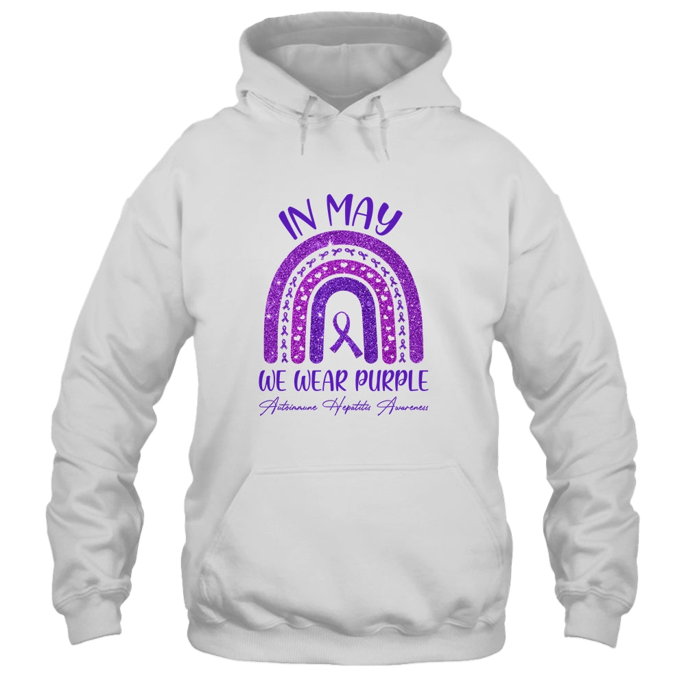 Rainbow In May We Wear Purple Autoimmune Hepatitis Awareness Shirt & Hoodie | siriusteestore