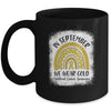 Rainbow In September We Wear Gold Childhood Cancer Awareness Mug | siriusteestore