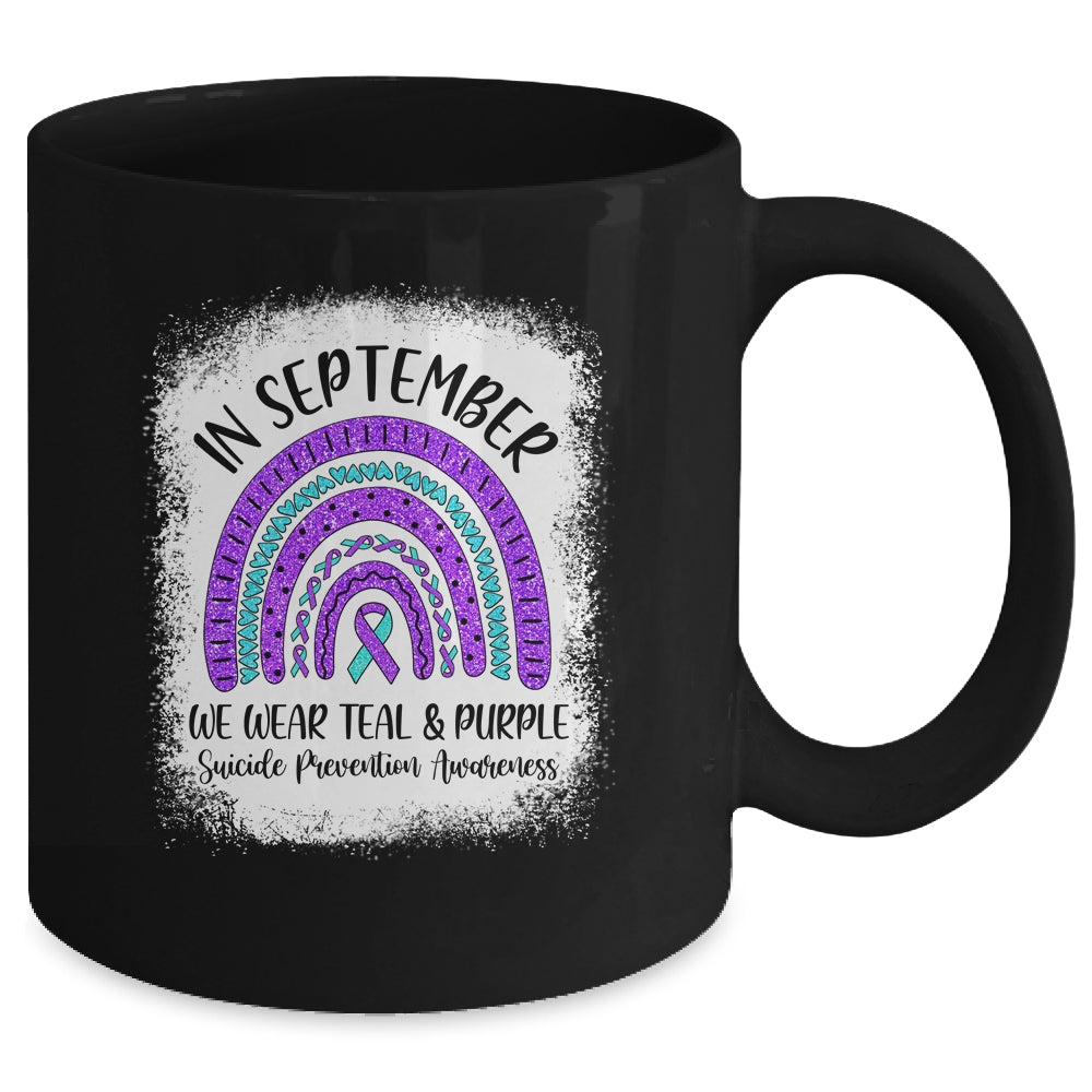 Rainbow In September We Wear Teal and Purple Suicide Prevention Awareness Mug | siriusteestore