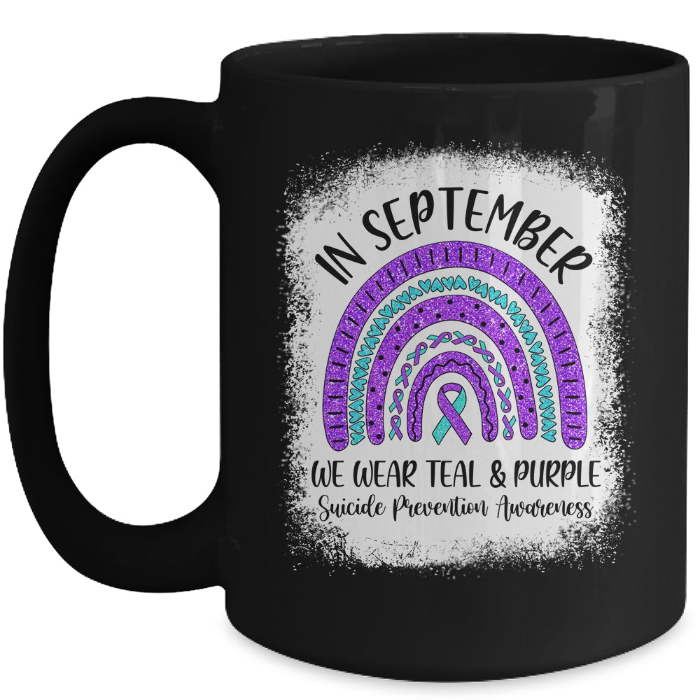 Rainbow In September We Wear Teal and Purple Suicide Prevention Awareness Mug | siriusteestore