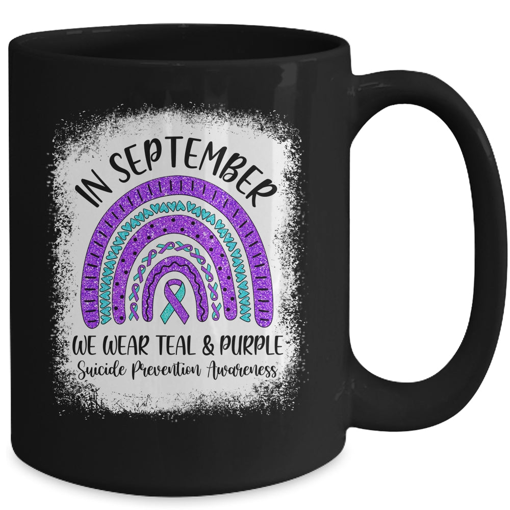 Rainbow In September We Wear Teal and Purple Suicide Prevention Awareness Mug | siriusteestore