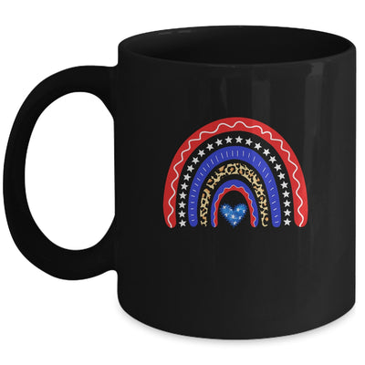 Rainbow Leopard American Flag 4th Of July For Women Girl Mug | siriusteestore