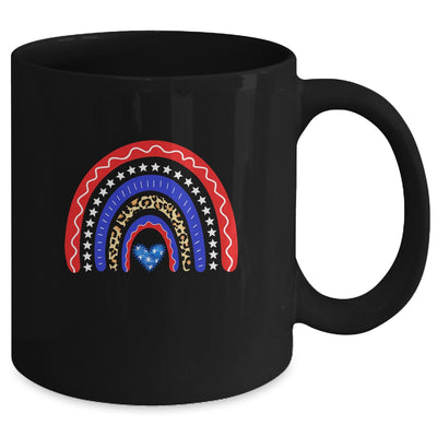 Rainbow Leopard American Flag 4th Of July For Women Girl Mug | siriusteestore