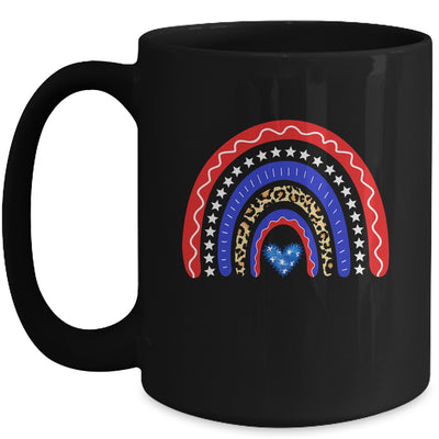 Rainbow Leopard American Flag 4th Of July For Women Girl Mug | siriusteestore