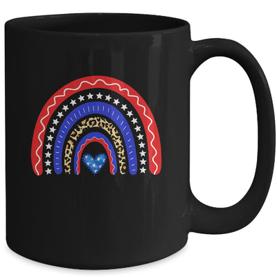 Rainbow Leopard American Flag 4th Of July For Women Girl Mug | siriusteestore