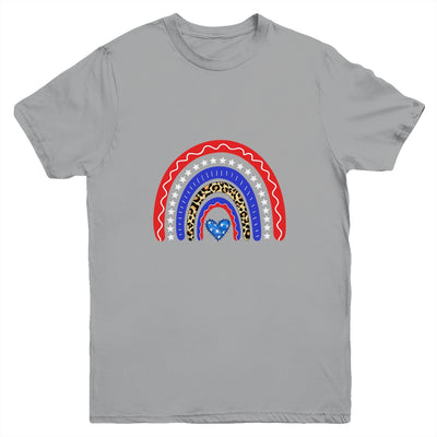 Rainbow Leopard American Flag 4th Of July Kids Boys Girls Youth Shirt | siriusteestore
