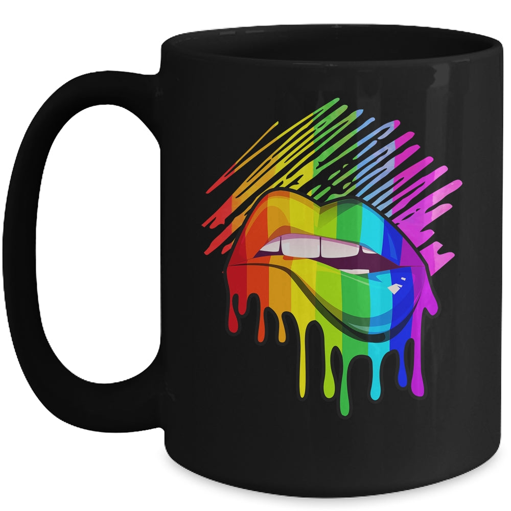 Rainbow Lips LGBTQ LGBT Pride Month Rainbow Flag Mug | siriusteestore