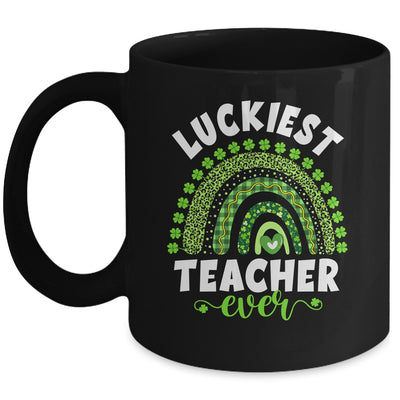 Rainbow Luckiest Teacher Ever Funny St Patricks Day Mug | siriusteestore