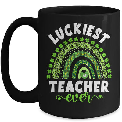 Rainbow Luckiest Teacher Ever Funny St Patricks Day Mug | siriusteestore