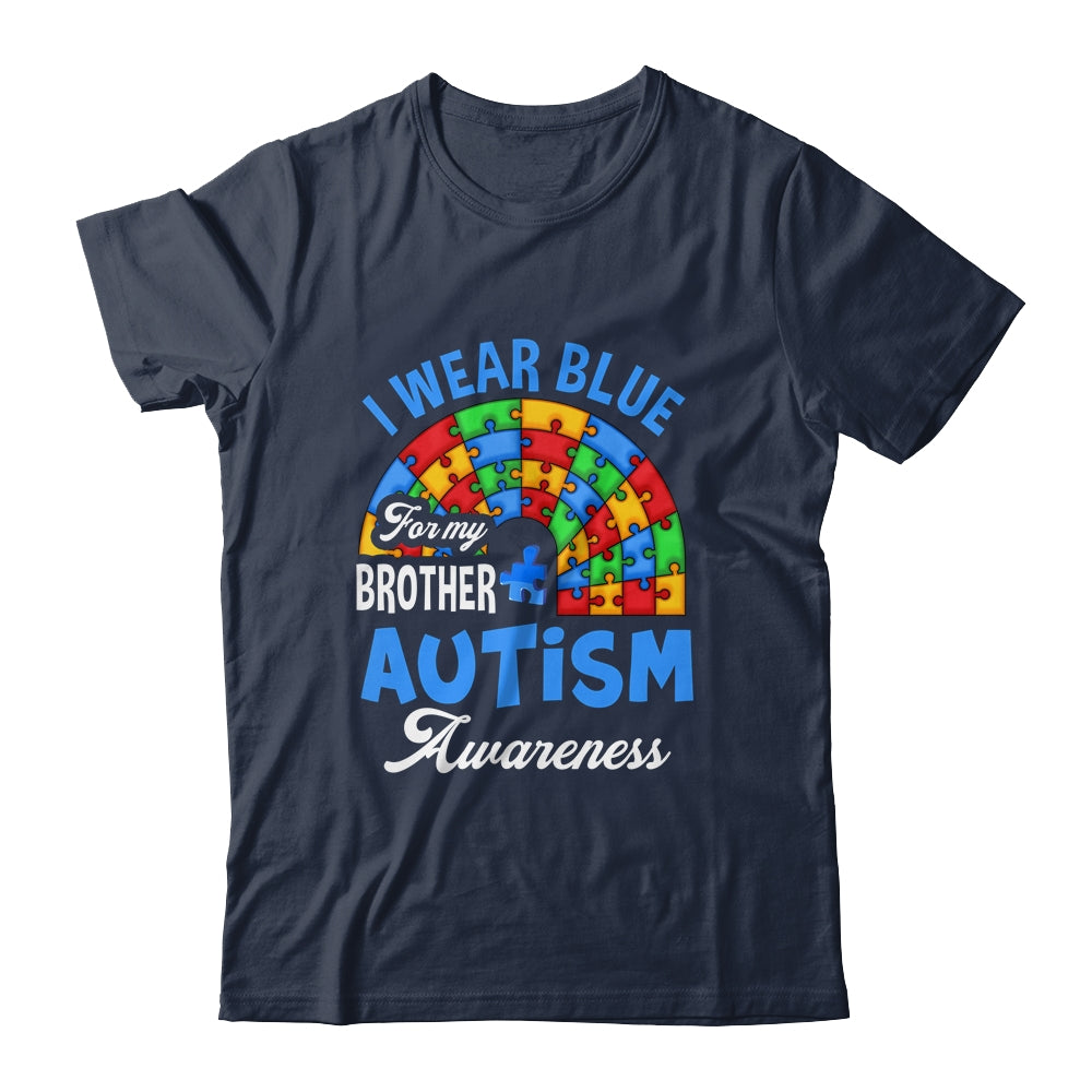 Rainbow Puzzle I Wear Blue For Brother Autism Awareness Shirt & Hoodie | siriusteestore