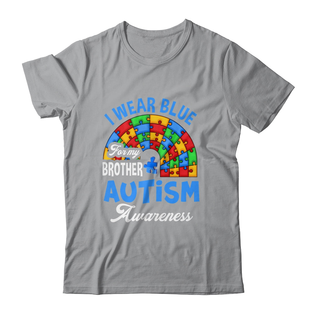 Rainbow Puzzle I Wear Blue For Brother Autism Awareness Shirt & Hoodie | siriusteestore