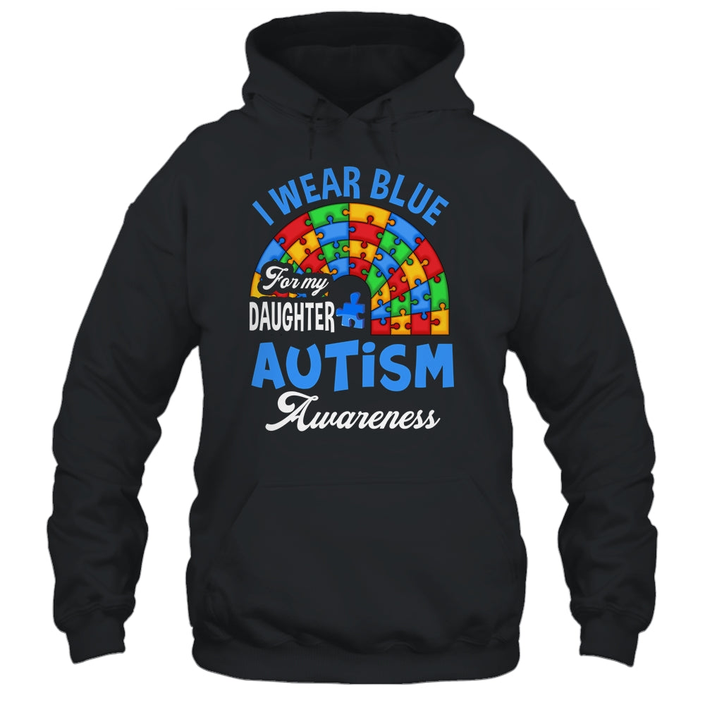 Rainbow Puzzle I Wear Blue For Daughter Autism Awareness Shirt & Hoodie | siriusteestore
