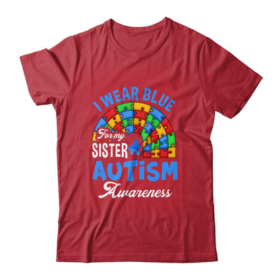 Rainbow Puzzle I Wear Blue For Sister Autism Awareness Shirt & Hoodie | siriusteestore