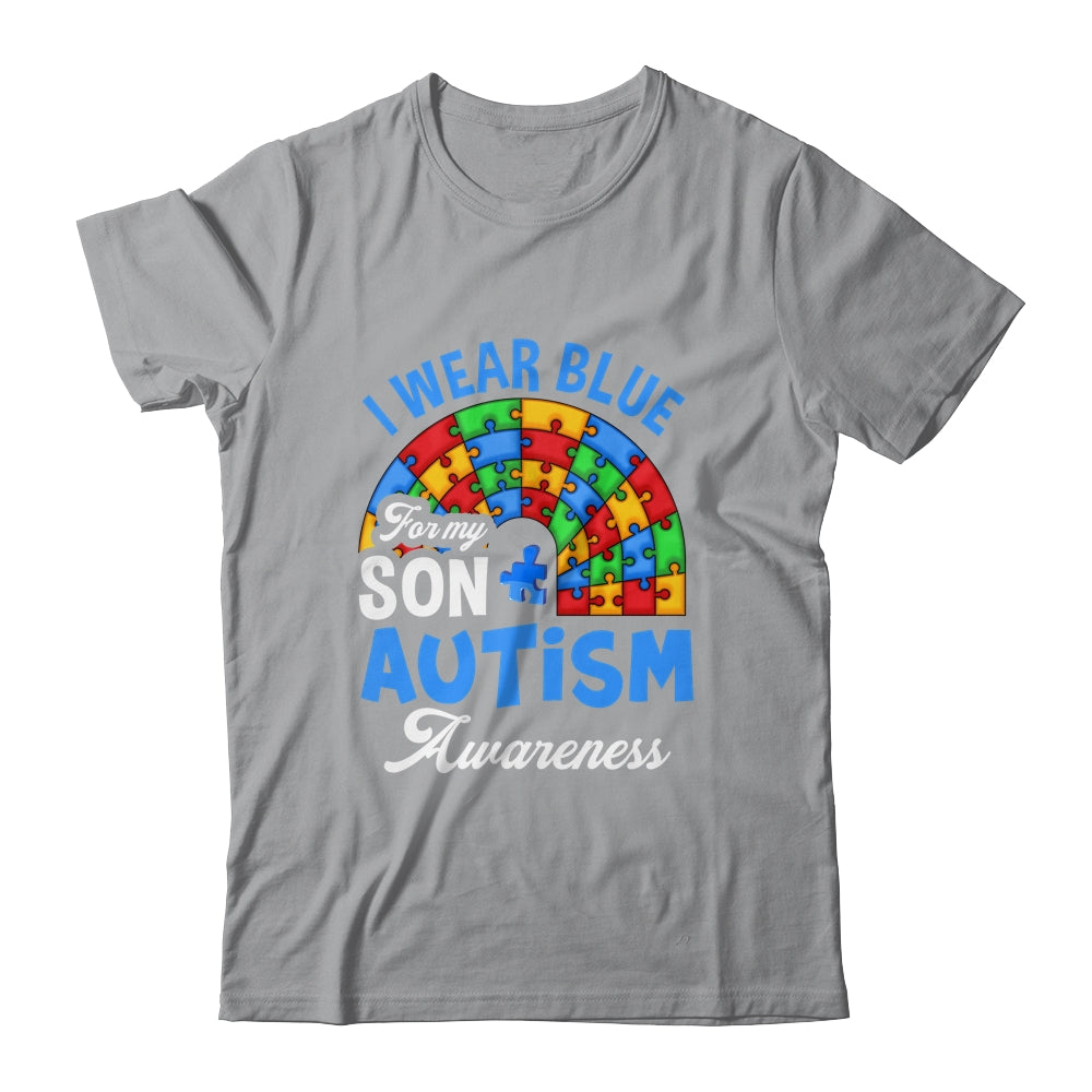 Rainbow Puzzle I Wear Blue For Son Autism Awareness Shirt & Hoodie | siriusteestore