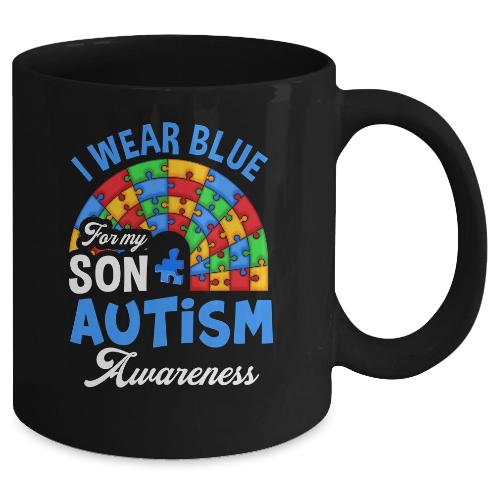 Rainbow Puzzle I Wear Blue For Son Autism Awareness Mug | siriusteestore