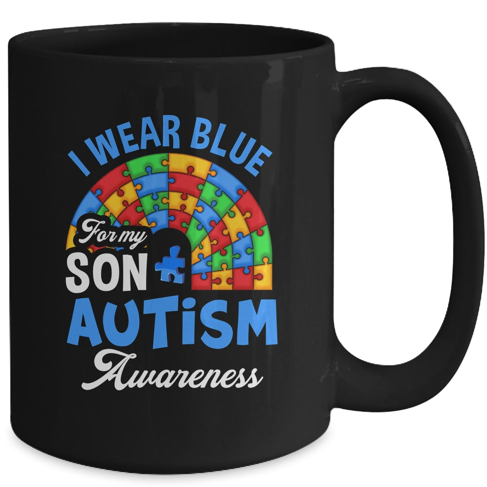 Rainbow Puzzle I Wear Blue For Son Autism Awareness Mug | siriusteestore
