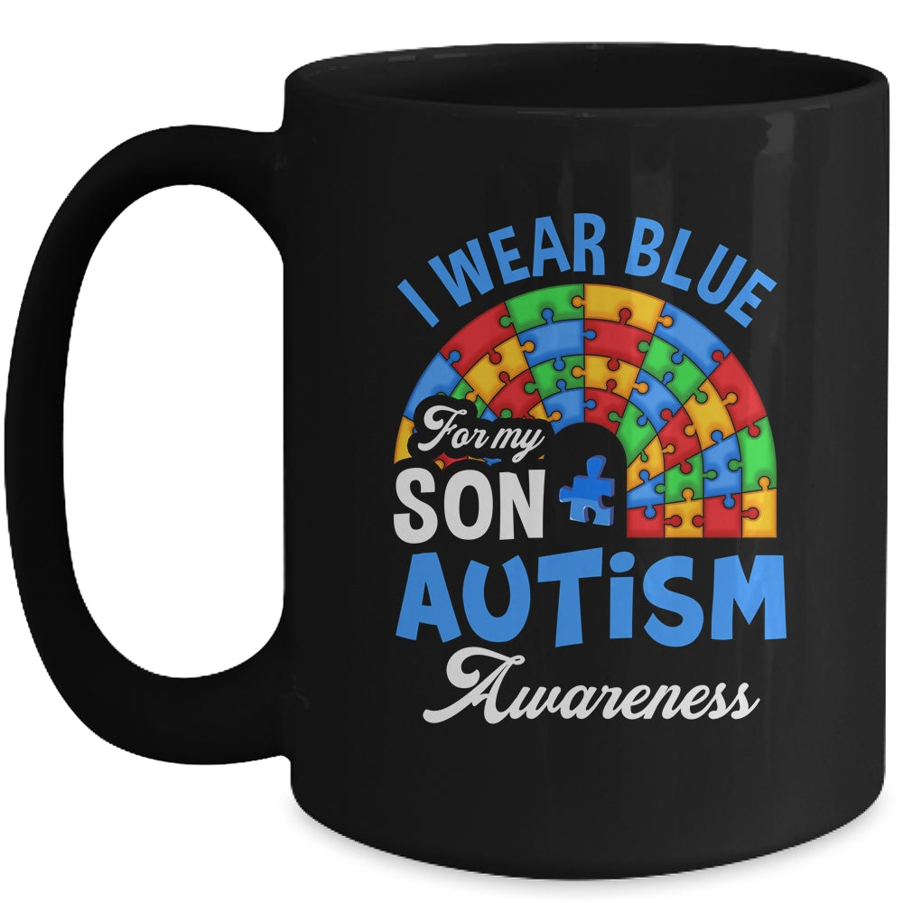 Rainbow Puzzle I Wear Blue For Son Autism Awareness Mug | siriusteestore
