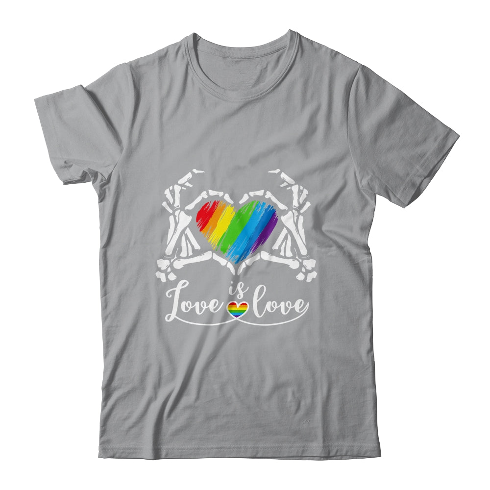 Rainbow Skeleton Heart Love Is Love LGBT Gay Lesbian Pride Shirt & Tank Top | siriusteestore